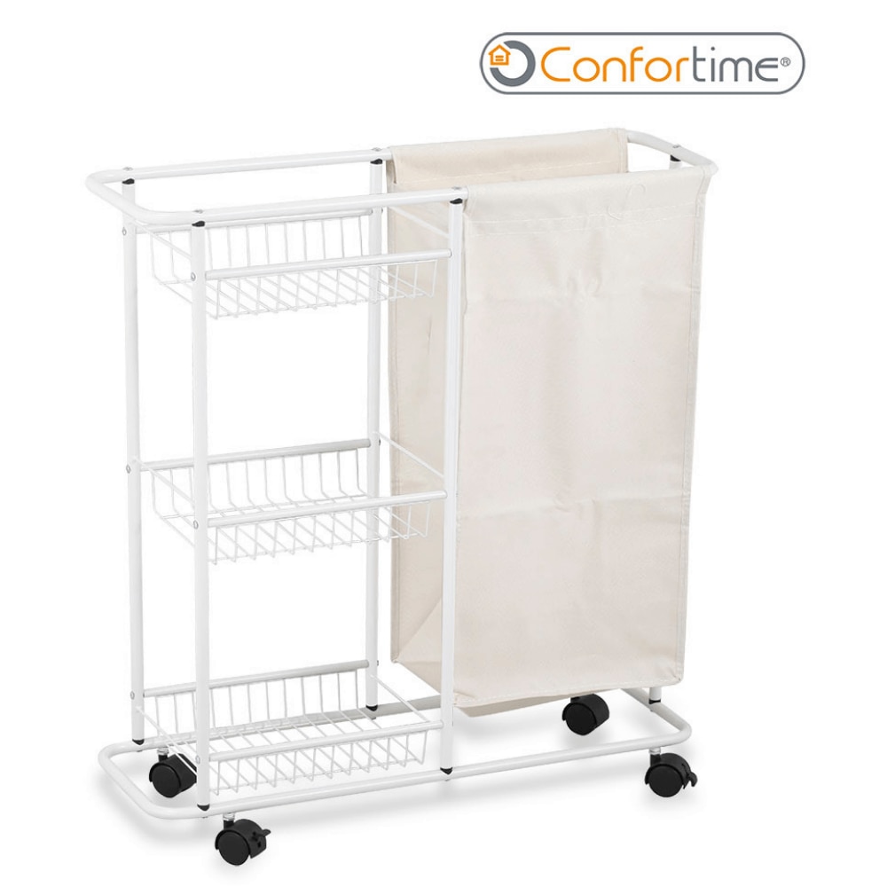 Etajera metalica cu roti si sac pentru rufe murdare - eMAG.ro