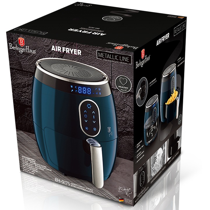 Cuptor cu convectie, Berlinger Haus, 1350 W, 2,6 l, Afisaj digital, Albastru