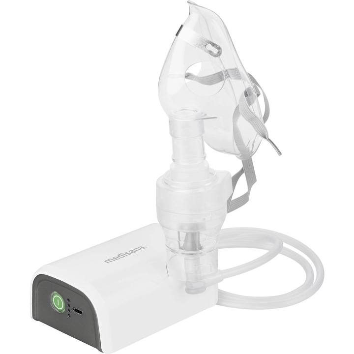Инхалатор Medisana IN600, 54542, Маркуч 1.8m, маска за възрастни, маска за деца, тръба за уста, устройство за нос, Бял