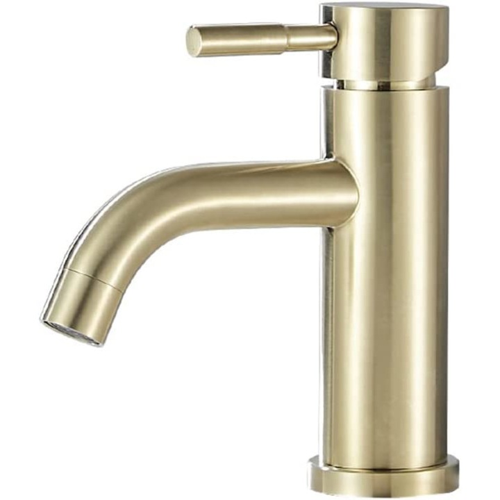 Csaptelep fürdőszobai mosogatóhoz, rozsdamentes acél/sárgaréz, egykaros, arany