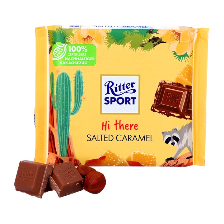 Ciocolata cu lapte/caramel sarat, Ritter Sport, 100 g