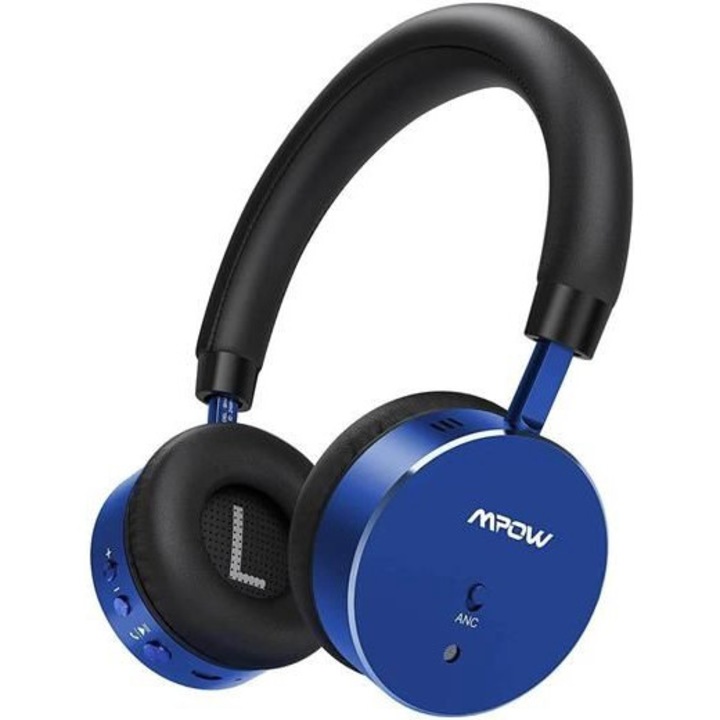 Casti audio wireless pentru copii NCH1, Mpow, Bluetooth 5, Negru/Albastru