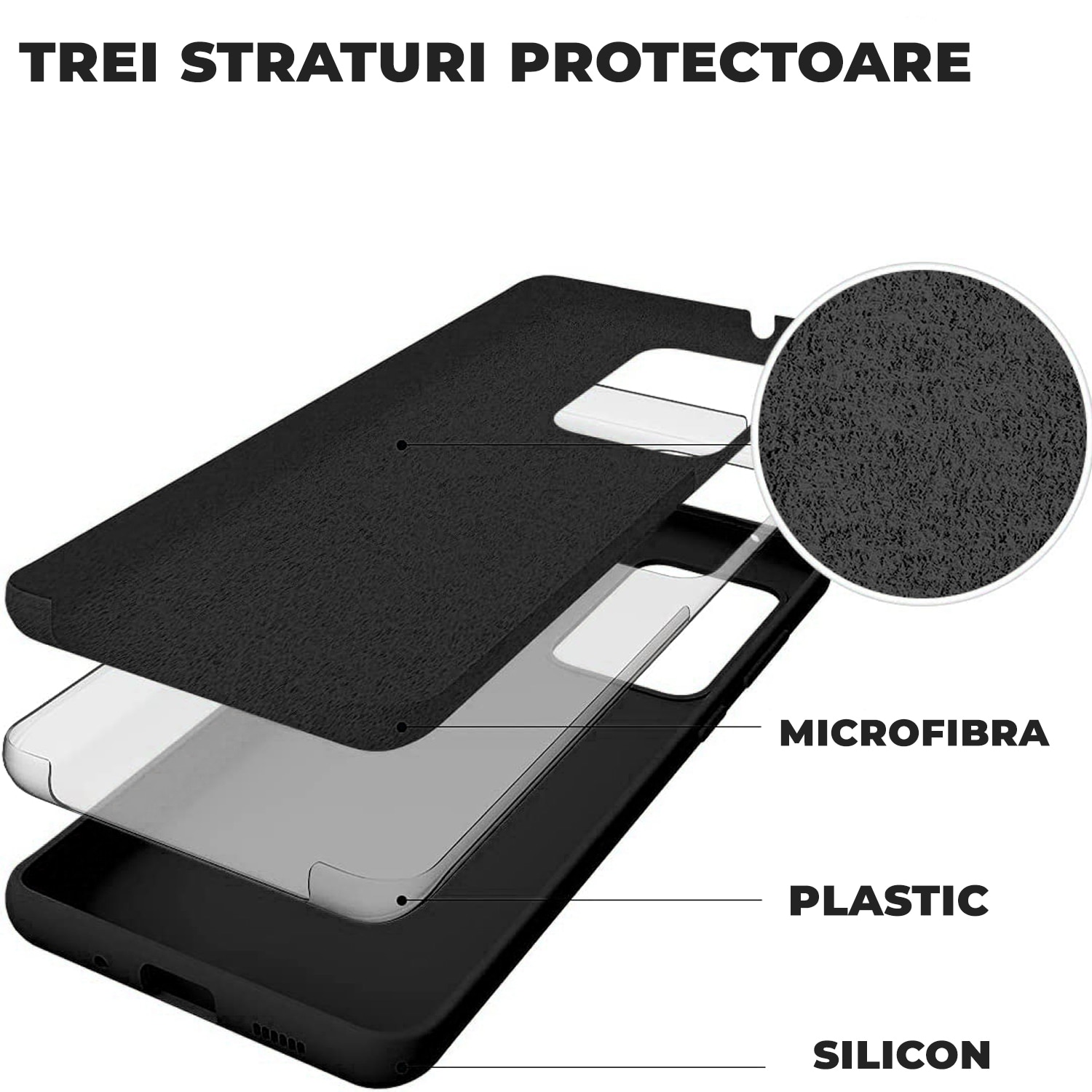 Husa Daden® Soft Silicone compatibila cu Samsung S20 Plus, Interior din Microfibra, Protectie sporita, Negru