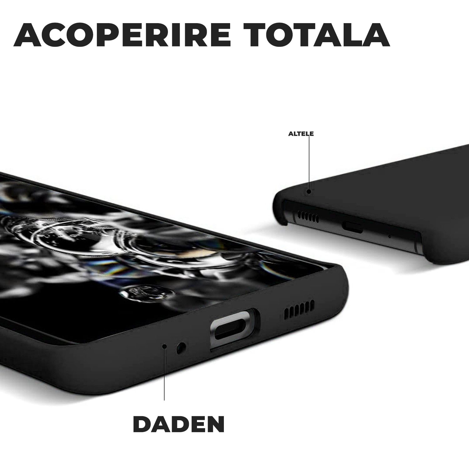 Husa Daden® Soft Silicone compatibila cu Samsung S20 Plus, Interior din Microfibra, Protectie sporita, Negru