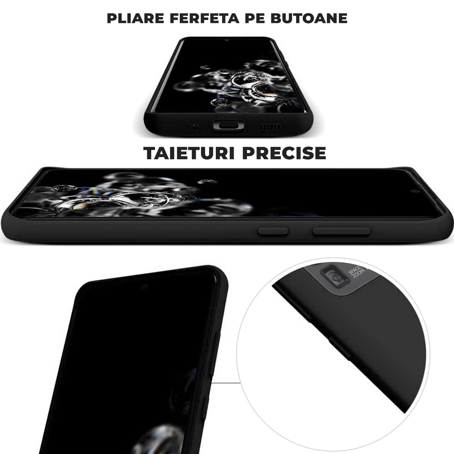 Husa Daden® Soft Silicone compatibila cu Samsung S20 Plus, Interior din Microfibra, Protectie sporita, Negru