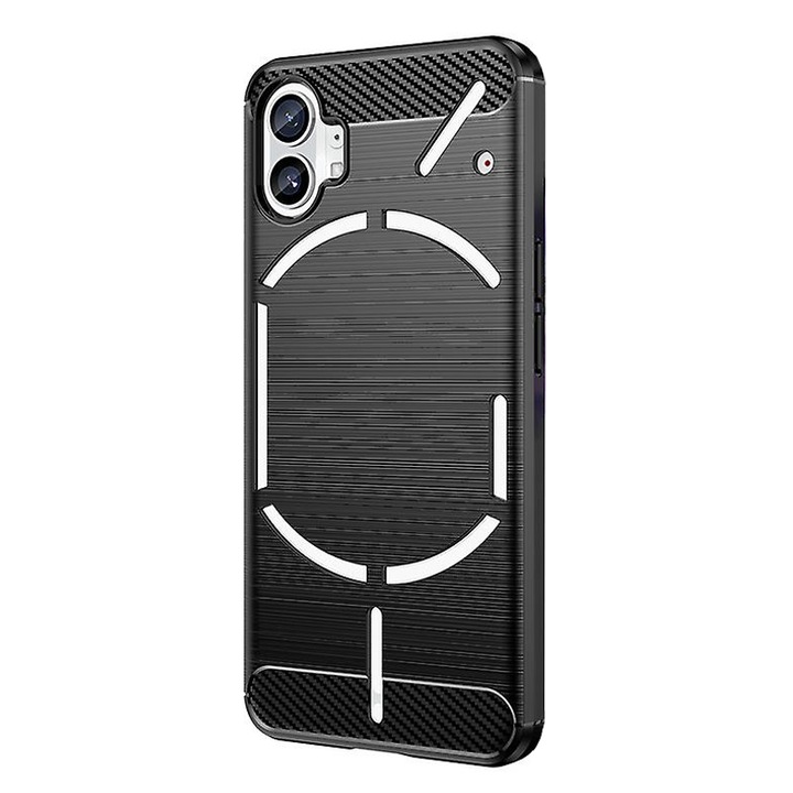 A Nothing Phone 1 telefonnal kompatibilis védőtok, karbon szilikon, ütésvédelem, vékony kialakítás, fekete