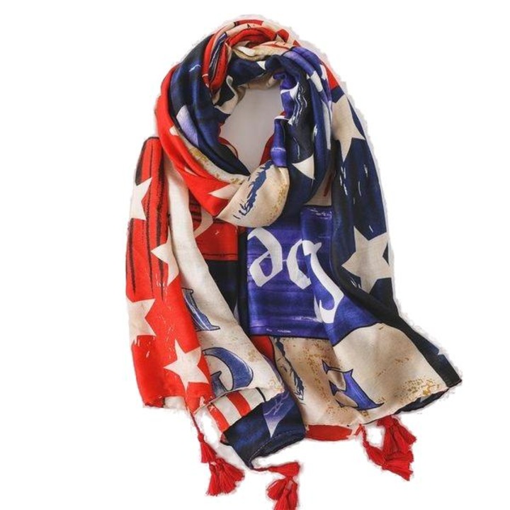 Esarfa dama, Nihao, Bumbac, 90 x 180 cm, Multicolor