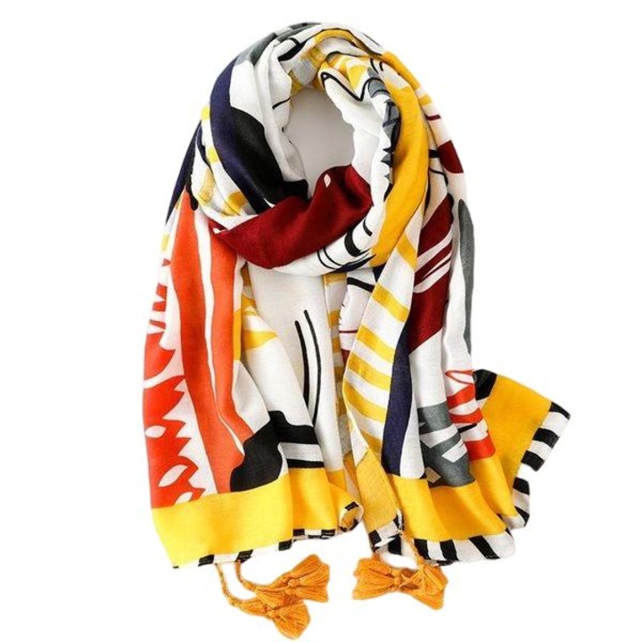 Esarfa dama, Nihao, Bumbac, 90 x 180 cm, Multicolor