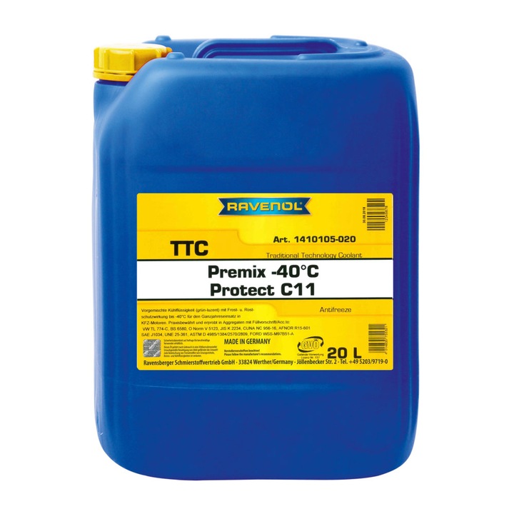 Антифриз, Ravenol, TTC, Premix, -40 C, 20л