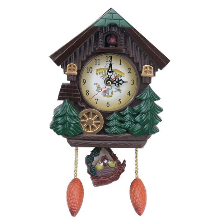 Часовник с кукувица, Стенен, 32 см, Многоцветен