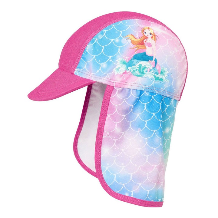 Sapca de vara cu protectie UV, Playshoes, Sirena, UPF50+, cu protectie la ceafa, 49 cm