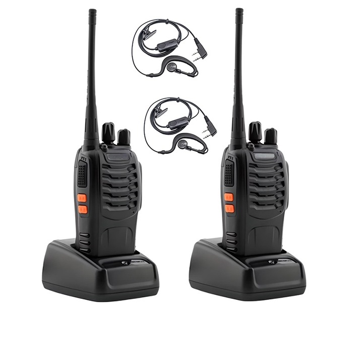 OEM walkie talkie készlet, 16 csatornás, Li-ion, fekete, 2 db