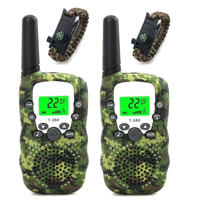 OEM walkie talkie gyerekeknek, 2 db, ABS, 22 csatorna, 3-14 éves korig