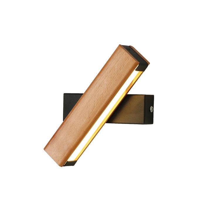 LED аплик Toollight, От дърво, Правоъгълна форма, 21/4,5 см, 4,5 w, 220 v, Черен