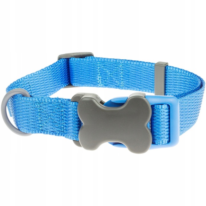 Zgarda elastica pentru caini de talie mare cu catarama cubica, Wesolypupil, gri/albastru, L