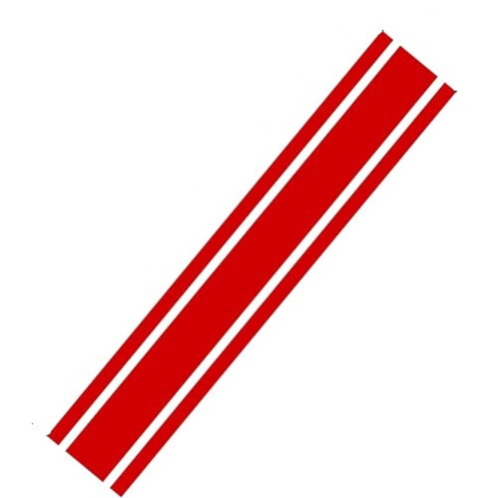 Sticker pentru capota auto, dungi tuning, universal, Rosu, 124.5x22.2 cm