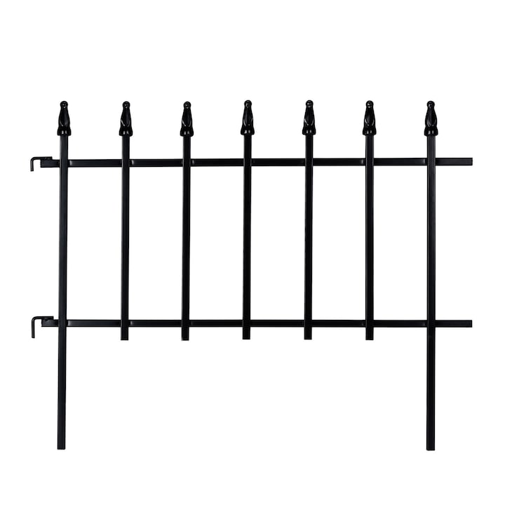 Опаковка от 4 огради за морава или цветя, Метал, 45,5 x 57,5 x 2,5 см, Черен