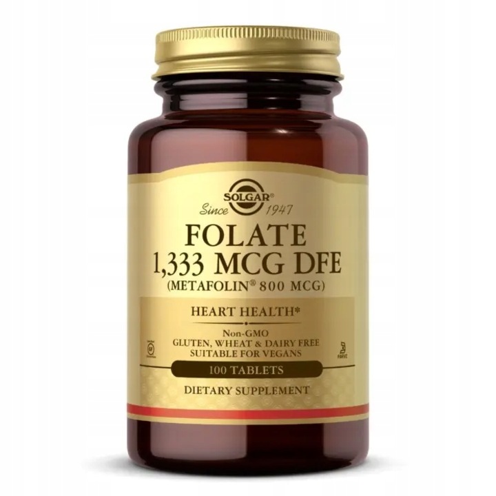 Хранителна добавка, Solgar Folate Folic Acid 1,333mcg DFE, 100 табл.