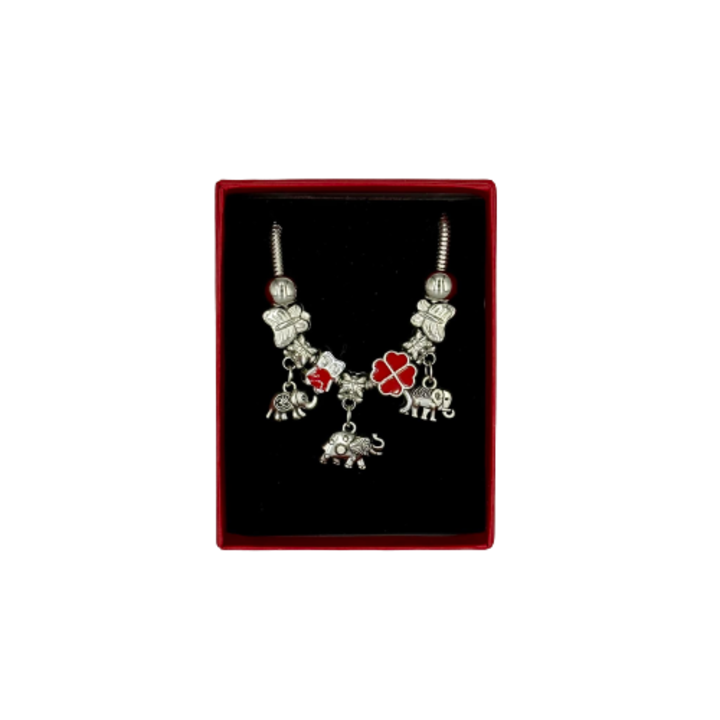 Bratara martisor, charmuri elefant, fluture