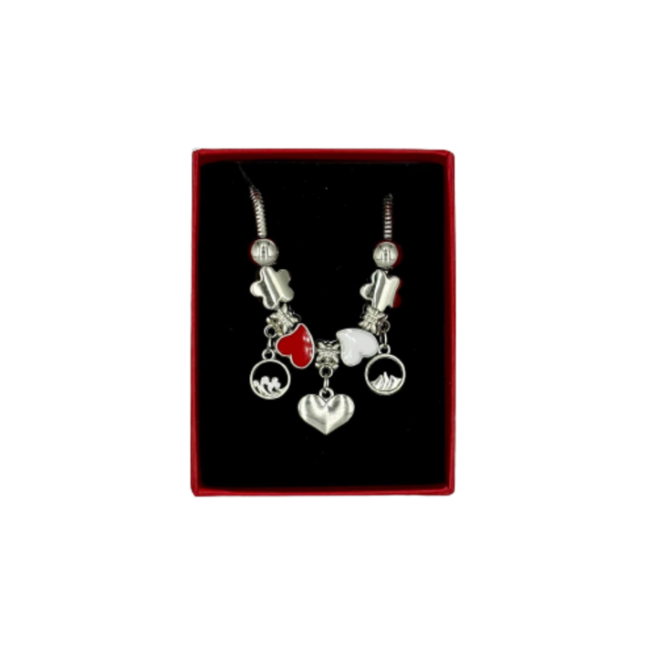 Bratara martisor, charmuri inima, floare