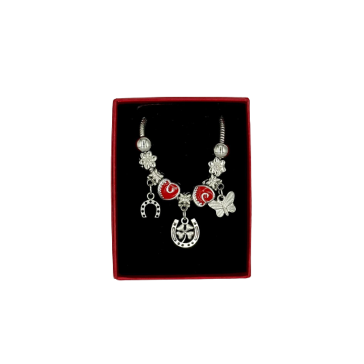 Bratara martisor, charmuri ancora, fluture