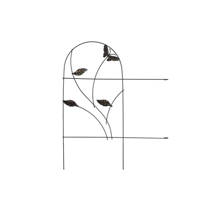 Gard decorativ, cu infigere in sol, 5 piese, din otel, 61,5 x 250 x 0,4 cm