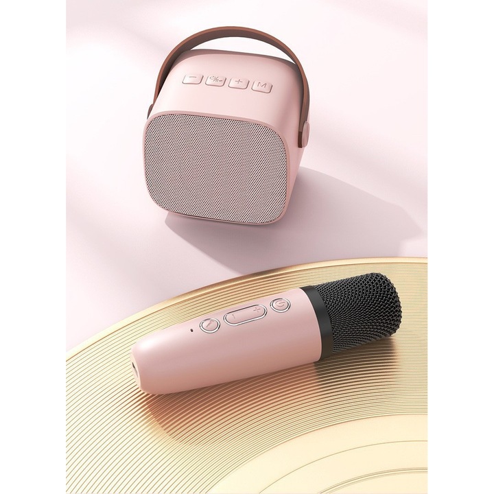 Преносима караоке колонка с безжичен микрофон за деца, bluetooth връзка ...