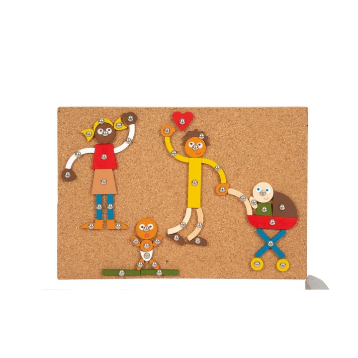 Építőjáték, Kis lábfej, Családi, Fa, Többszínű, 3+