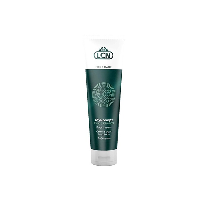 Crema protectoare pentru picioare uscate si crapate Mykosept cu ceai alb si ulei de migdale, hraneste si hidrateaza pielea, actiune antifungica, recomandat pentru persoanele care fac sport, 100 ml, LCN Cosmetics®