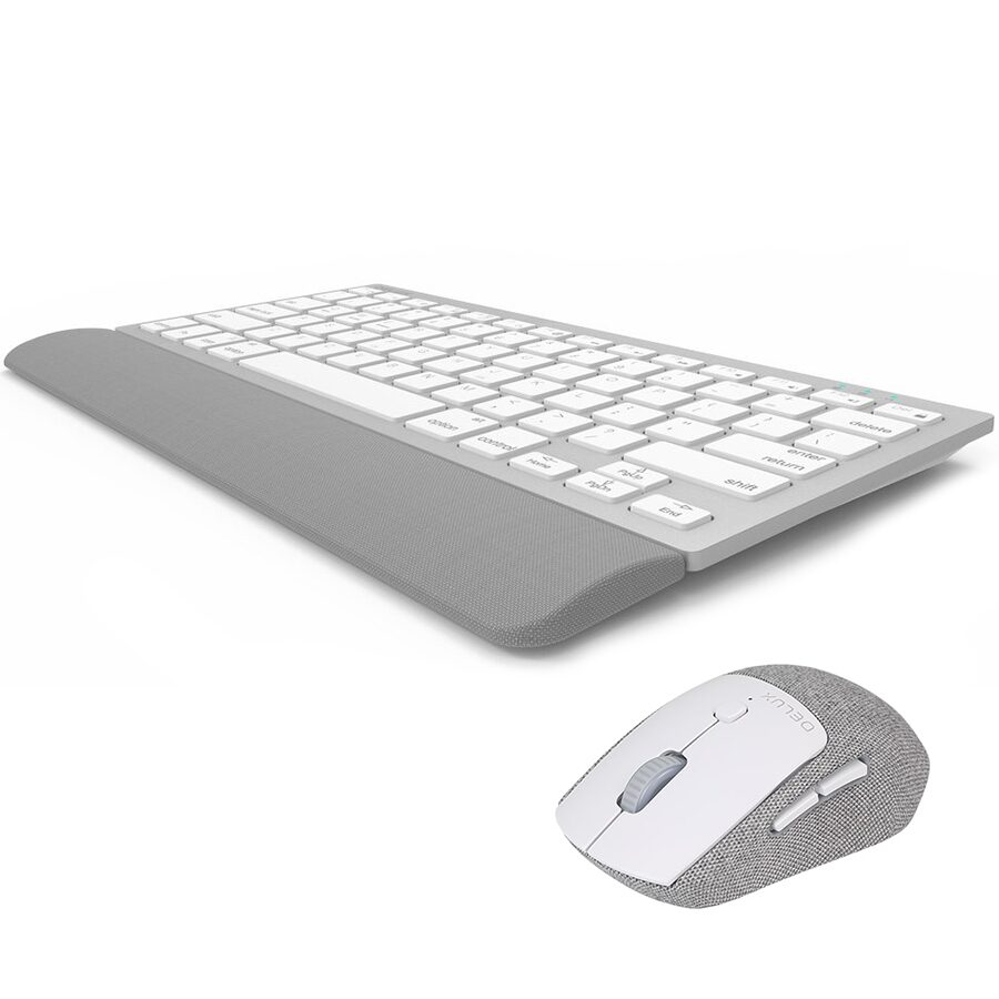 Kit tastatura & mouse Delux K33000+M520DB, bluetooth/wireless, 3 moduri de utilizare: Apple / Android / Windows, argintiu