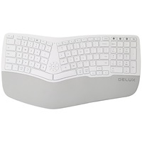 Tastatura ergonomica wireless/bluetooth Delux GM902, acumulator inclus, alb