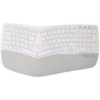Tastatura ergonomica wireless/bluetooth Delux GM902, acumulator inclus, alb