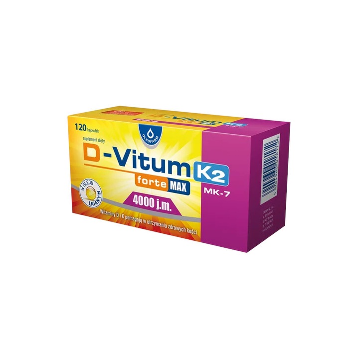 Supliment alimentar, Oleofarm D-Vitum Forte Max K2 Mk-7 4000IU, 120 capsule