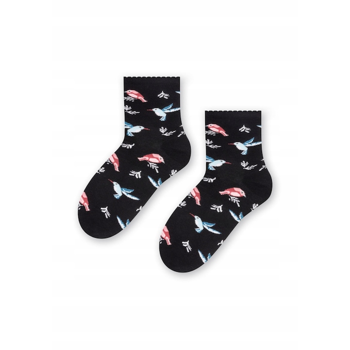 Чорапи за момичета, Steven, памук/полиамид, черни, 32-34 EU