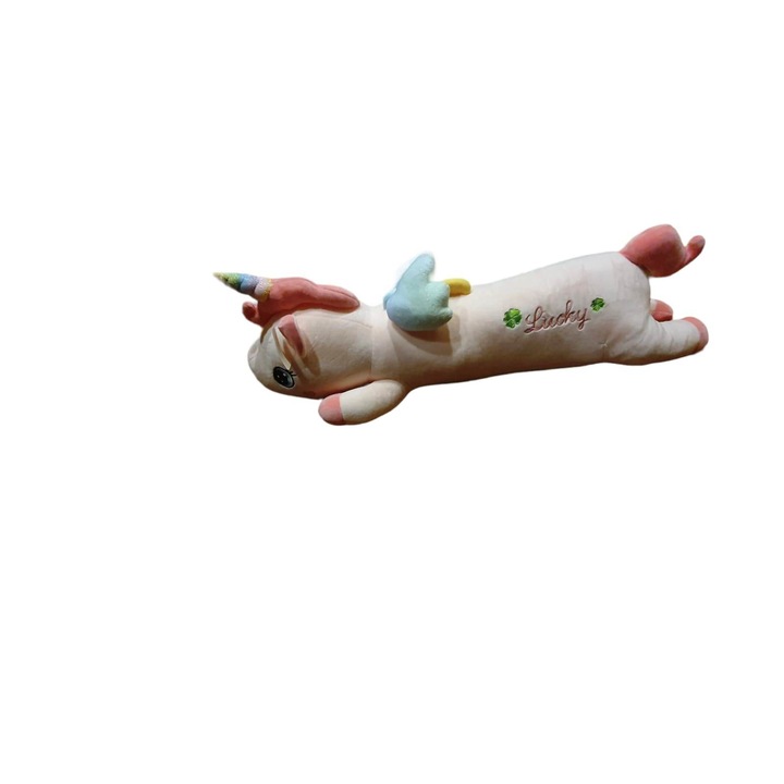 Jucarie de plus, Unicorn tip perna, roz, 70 cm
