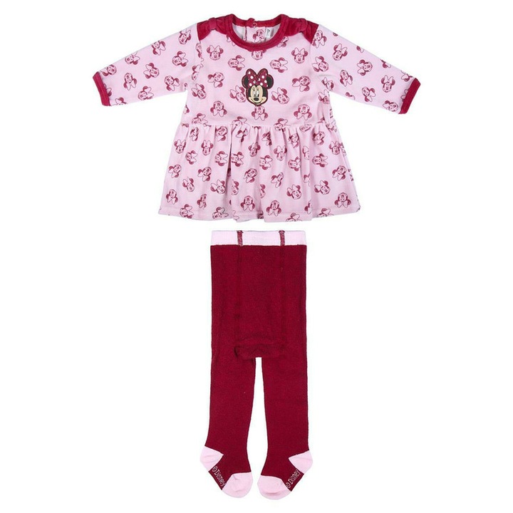 Set 2 piese, rochita si ciorapi, Minnie Mouse, roz