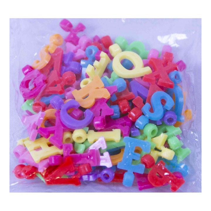 Set 80-100 accesorii creatie COLORARTE plastic margele alfabet, multicolor