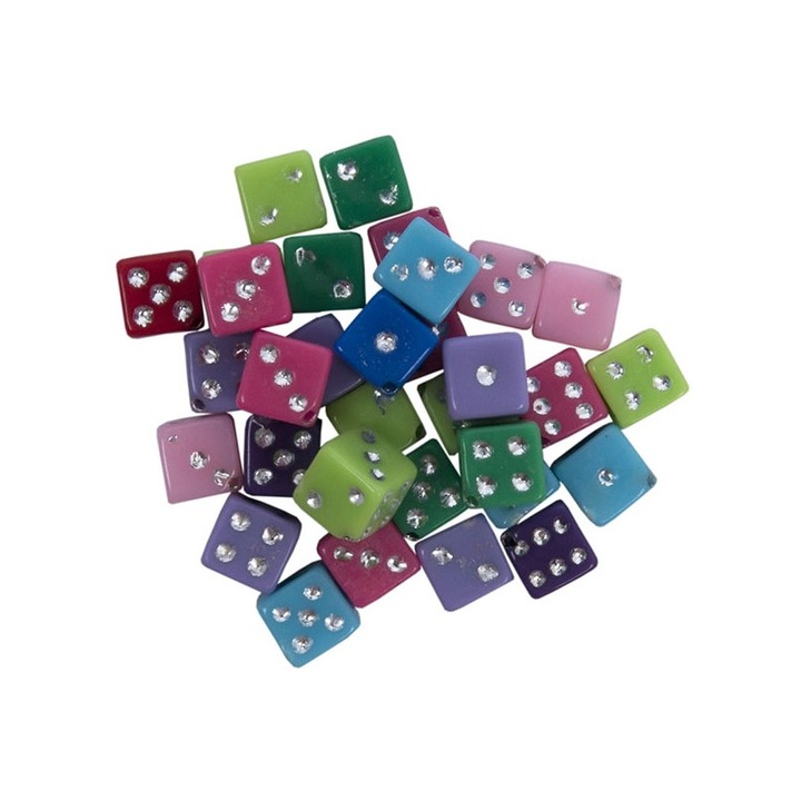 Set 30 accesorii creatie COLORARTE plastic zaruri, multicolor