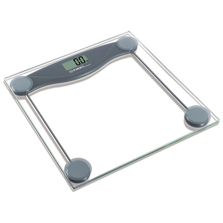 Cantar de baie First Austria, Sticla, Display LCD, 150kg, Transparent