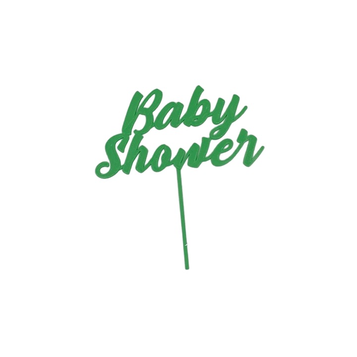 Декорация за торта Baby Shower, бебешко парти, зелено, 17 см