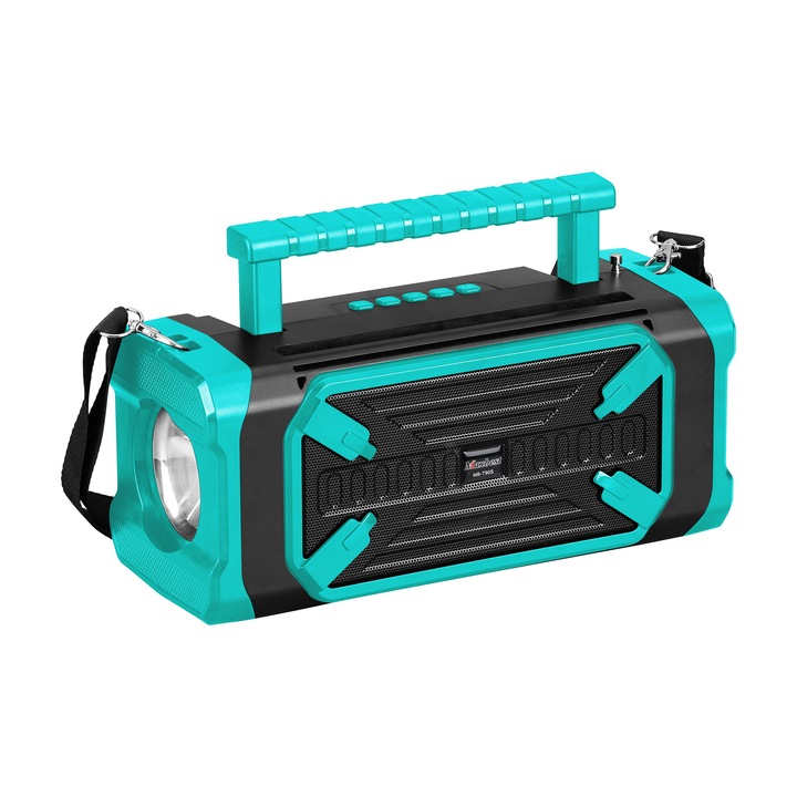 Boxa Portabila cu Radio Si Lanterna, Incarcare Solara, Bluetooth, Card, USB, Utila pentru calamitati naturale, cutremure, furtuni, Culoare Verde