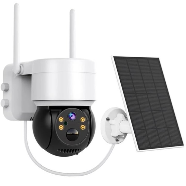 5MP 2560x1920 videó megfigyelő kamera, dedikált alkalmazás, intelligens nyomkövető, PTZ, WIFI, Lan, AP hotspot, Micro SD, forgó, mozgásérzékelő, beltéri és kültéri, napelemes töltés