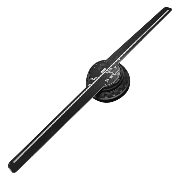 Sistem afisare holograma 3D cu 224 de LED-uri, tip ventilator 1250r/min, incarcare a fisierelor prin card SD, luminozitate 1800cd/m2, diametru display 40cm, Negru