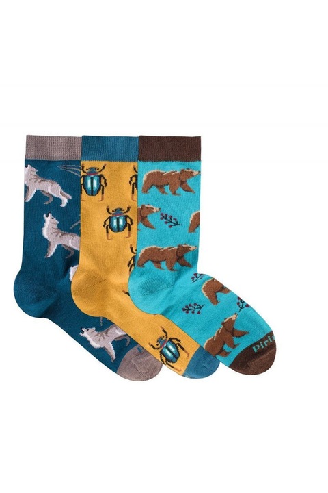 Sosete bumbac Forest Animals Cool Box, 3 buc, 35-38 EU, Multicolor