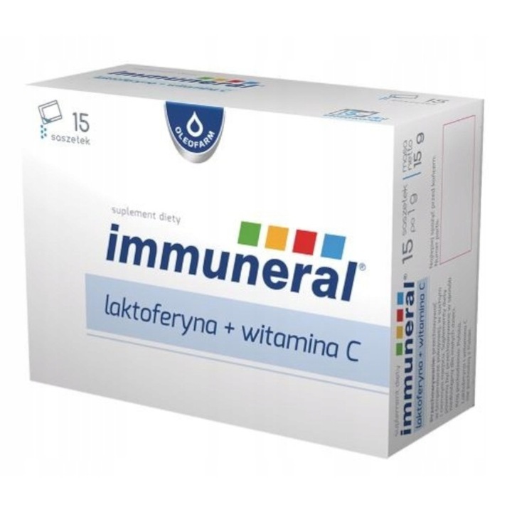 Supliment alimentar pentru copii, Oleofarm Immuneral Lactoferrina si vitamina C, 15 pliculete