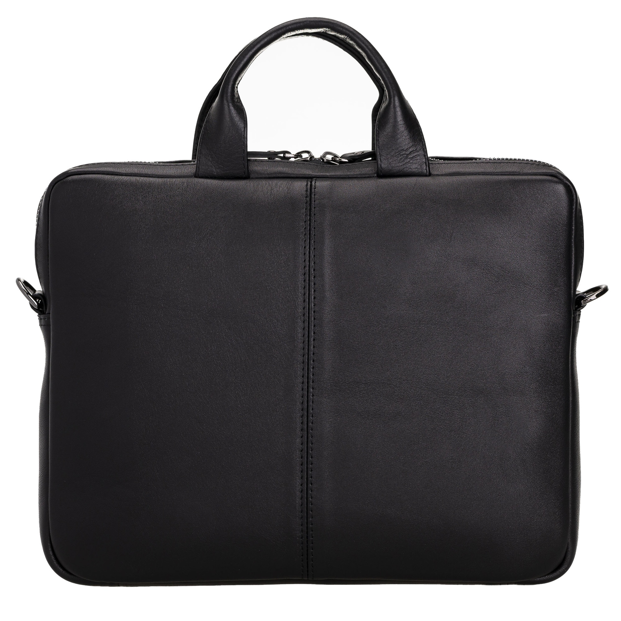 Geanta piele moale naturala premium, cu manere si bareta de umar, pentru MacBook Pro 14, 13 inch, Air 13, laptopuri, tablete pana in 14 inch, 13 inch, Bouletta Apollo, Rustic black