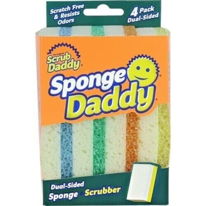 Burete Scrub Daddy Sponge Daddy cu Suprafata Dubla, De Curatat Fara Zgarieturi, 4 Bucati
