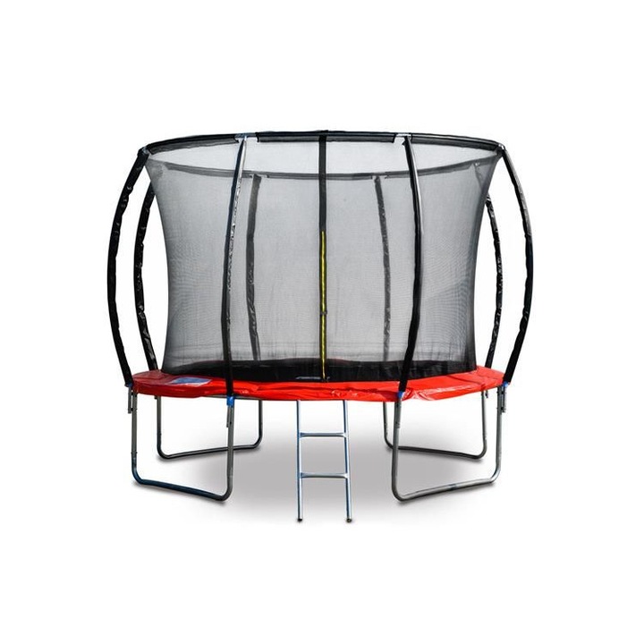 G21 SpaceJump trambulin védőhalóval, 305 cm, ajándék létrával, piros színben