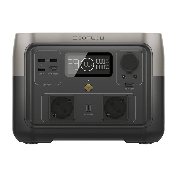 EcoFlow RIVER 2 Max hordozható erőmű, 512 Wh, X-Boost technológia, LFP, Szürke