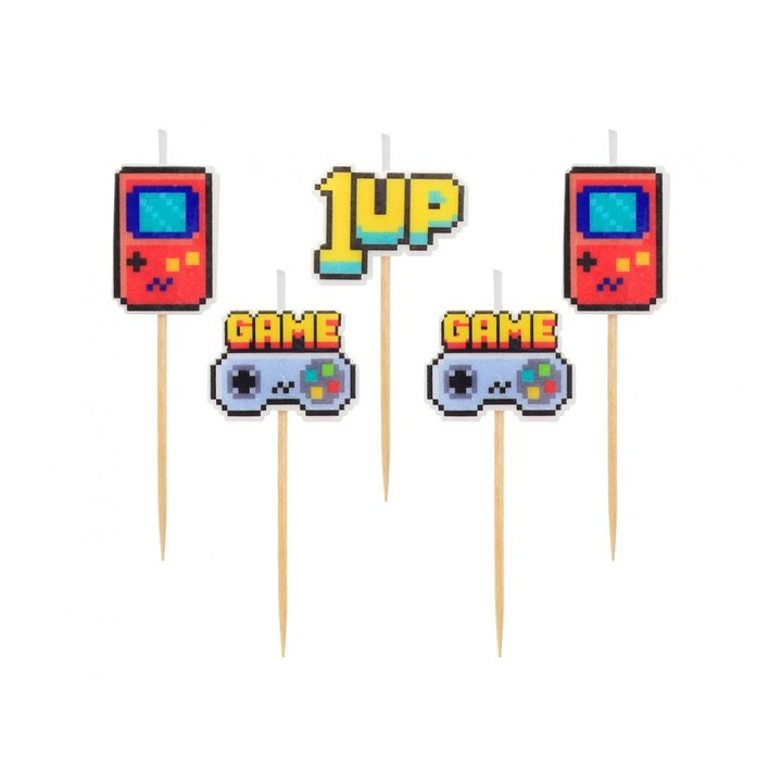 Комплект от 5 свещи за торта Game
